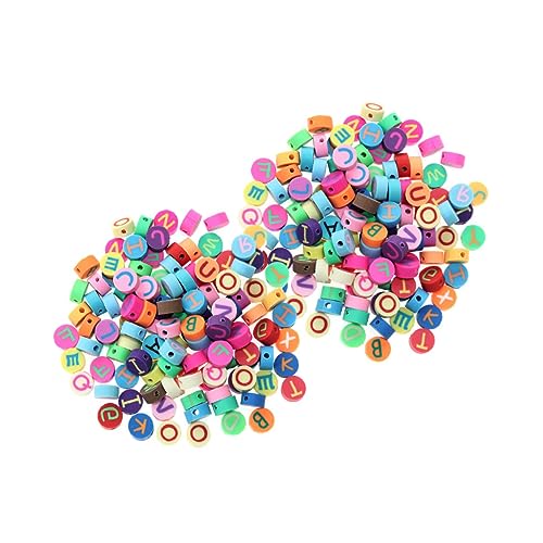 OSALADI 200 Stück DIY Polymer Clay Buchstaben Perlen Gemischt Bunte Schmuckdekoration zum Auffädeln Vielseitige Bastelperlen für Armbänder Halsketten Lernspielzeug von OSALADI