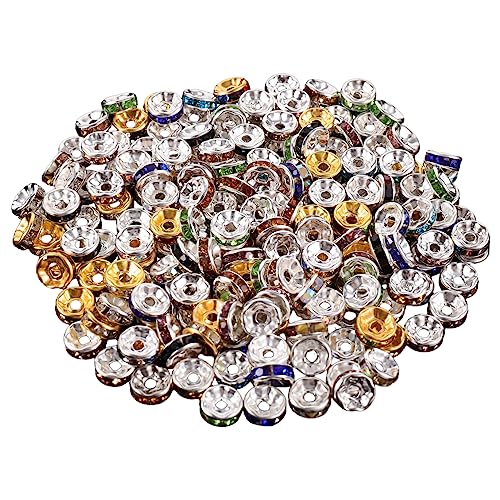 OSALADI 200 Stück Gemstone Spacer Beads Mischfarbe Glasperlen für Diy Armbänder und Schmuckherstellung Leicht Hautfreundlich mit Glitzersteinen Langlebig und Vielseitig von OSALADI