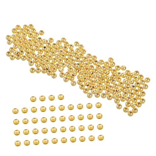 OSALADI 200 Stück Metallperlen Perlen zur Schmuckherstellung Armbandabstandshalter runde Armbandperlen DIY liefert Armbänder machen Perlen Metallrunde -Abstandshalterperlen Kupfer Golden von OSALADI