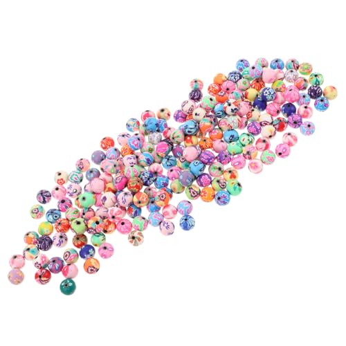 OSALADI 200 Stück Polymer Clay Perlen mit Blumenmotiv Handgefertigte Lose Spacer Beads Schmuckherstellung Zubehör für Halsketten Armbänder DIY von OSALADI