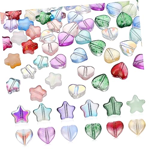 OSALADI 200 Stück Stern und Herzperlen Bunte Glasperlen für DIY Schmuckherstellung von Armbändern und Sterne und Herzen Lose Perlen im Set OSALADI 200 Stück Stern und Herzperlen Bunte Glasperlen für DIY Schmuckherstellung von Armbändern und Sterne und Herzen Lose Perlen im Set von OSALADI