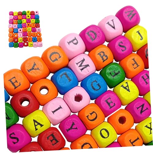 OSALADI 200 Stück Teiliges DIY Bunte Buchstabenperlen Quadratisch für Schmuckherstellung Armbänder Bastelzubehör Kreative Farbwürfel Holzperlen für Individuelle Designs von OSALADI
