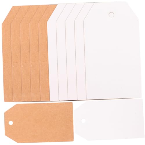 OSALADI 200 Stück Vintage Papieranhänger Spitz Doppelseitig Beschreibbare Preisschilder Robuste Kleidungsetiketten für Schmuck Handwerk Lagerverwaltung Weiß und Kraftpapier von OSALADI
