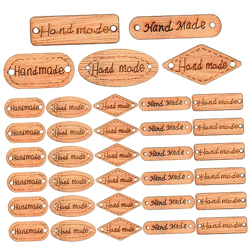 OSALADI 200 Stück unvollendeter handgemachter Anhänger klein Knopf DIY-Etikett Stichworte Nähen Sammelalbum knöpfe handgemachtes Etikett Handgefertigtes 2-Loch-Etikett hölzern Khaki von OSALADI