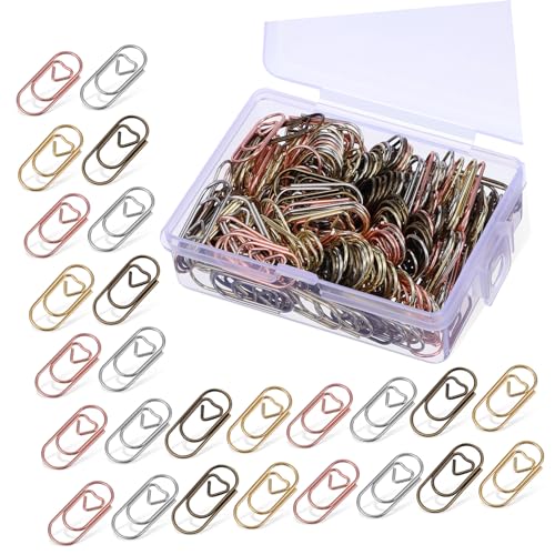 OSALADI 200Stücke Herzpapierklammern Aus Lustige Büroklammern Gunmetal Und Roségold Für Schule Büro Scrapbooking Und Kreative Projekte von OSALADI