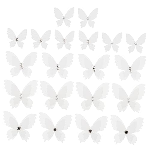 OSALADI 20Stücke Schmetterlinge Applikationen für Hochzeitskleider Weißer Strass DIY Kleidung Doppellagige Organza Patches für Kreative Bastelprojekte von OSALADI