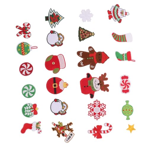 OSALADI 23 Stück Teiliges Weihnachts Bestickter Aufnäher Langlebige Stoffapplikationen mit Weihnachtsmann Schneemann Weihnachtsbaum zum Aufbügeln und Annähen für DIY Kleidung und OSALADI 23 Stück Teiliges Weihnachts Bestickter Aufnäher Langlebige Stoffapplikationen mit Weihnachtsmann Schneemann Weihnachtsbaum zum Aufbügeln und Annähen für DIY Kleidung und von OSALADI