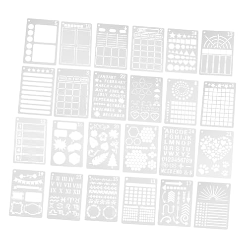 OSALADI 24 Stück DIY Journal Schablonen Wiederverwendbare Malvorlagen für Kreative Planung Geeignet für Scrapbooking Format Graffiti und Notizbuchgestaltung von OSALADI