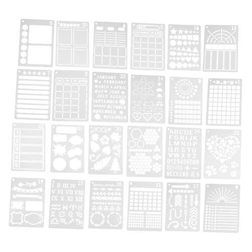 OSALADI 24 Stück Teiliges Diy Journal Schablonen Set Wiederverwendbare Malvorlagen für Erwachsene für Scrapbooking Journaling und Kreative Projekte von OSALADI