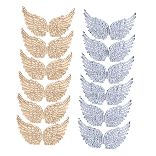 OSALADI 24 Stück Teiliges Engel flügel Patches zum Aufnähen und Basteln Silber und Gold DIY Applikationen für Kleidung Rucksäcke Taschen Hüte Party dekoration Modische Textil sticker von OSALADI