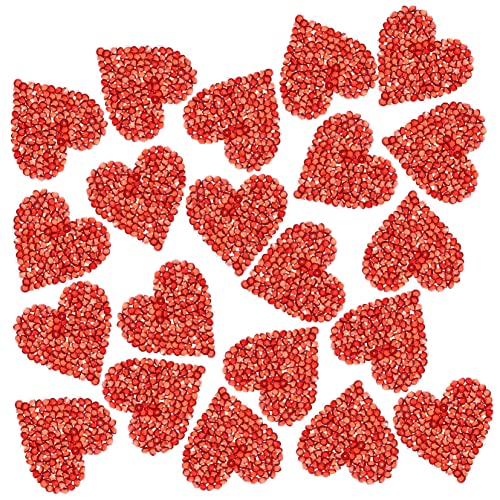 OSALADI 24Stücke Multifunktionsherzflecken Rote Herz Applikationen mit Strass für DIY Kleidung Taschen Hüte Mantelzubehör Hochwertige Hotfix Aufnäher für Dekoration von OSALADI