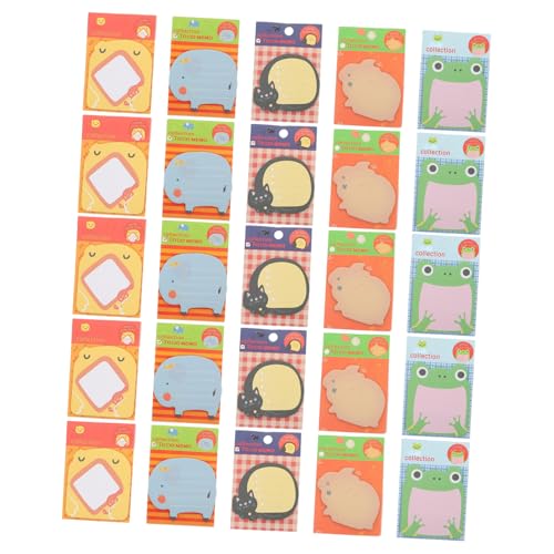 OSALADI 25 Stück Cartoon Tier Memo Pads Niedliche Haftnotizen für Schüler Notizblöcke mit Elefant Frosch Kaninchen Küken und Katze für Büro und Zuhause von OSALADI