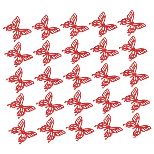 OSALADI 25 Stück Cut Schmetterlingshaarschmuck Teiliges Rote Haaraccessoires für Diy Bastelprojekte Hochwertige Kleidung Zubehör und Dekorative Patches für Erwachsene von OSALADI
