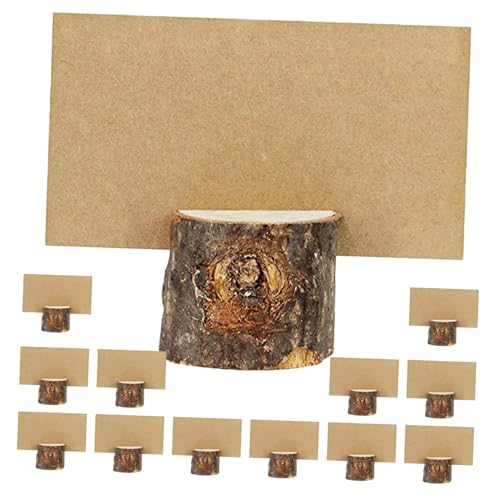 OSALADI 26 Sätze Rustikaler Holz Memohalter mit Blanko-karten Notizhalter im Baumstumpf-design Vielseitiger Holzorganizer für Hochzeitstischkarten und Schreibtischdekoration von OSALADI