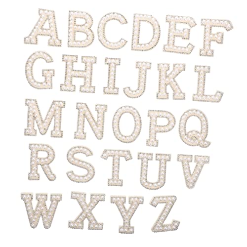 OSALADI 26 Stück Alphabet Buchstaben Zum Aufnähen Glitzernd Stickerei Perlenbuchstaben Aufnäher Applikationen Strass Perlen Bestickte Zahlen Homecoming Party Erwachsene Weiß von OSALADI
