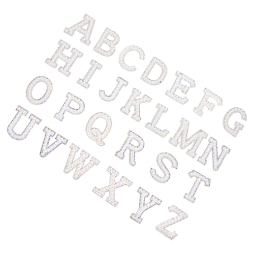 OSALADI 26 Stück Teiliges Alphabet Bügelapplikationen mit Strass und Perlen Kreative Buchstaben Patches zum Aufnähen und Aufbügeln Modische Textilstickerei für Kleidung Taschen DIY von OSALADI