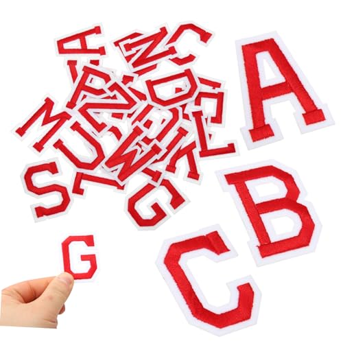 OSALADI 26 Stück Teiliges Aufbügel Buchstaben Patch A Z Bestickte Rote Alphabet Flicken für Kleidung Jeans Rucksäcke und Hüte Vielseitig zum Reparieren und Dekorieren Langlebig und von OSALADI