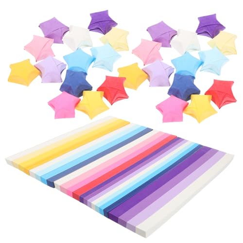 OSALADI 2700 Stück Buntes Origami Papier Fünf Punkte Sterne Papierstreifen Blau Lila Rot Gelb und Blau für Diy Dekoration Basteln und Partys von OSALADI