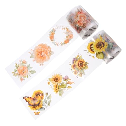 OSALADI 2Rollen Vintage Pet Scrapbooking Klebeband Selbstklebende Dekoration für Journaling für DIY Projekte und Zeitschriftenzubehör pro Sonnenblume Orangenrose OSALADI 2Rollen Vintage Pet Scrapbooking Klebeband Selbstklebende Dekoration für Journaling für DIY Projekte und Zeitschriftenzubehör pro Sonnenblume Orangenrose von OSALADI