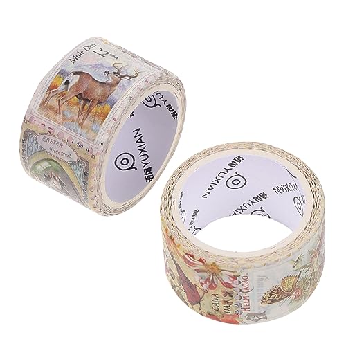 OSALADI 2Rollen Washi Tape Vintage Briefmarken Aufkleber für Journaling Notizbuch Dekoration und Scrapbooking Retro Klebeband für DIY Projekte von OSALADI