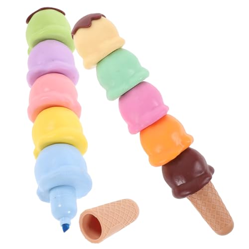 OSALADI 2Sätze Eiscreme Förmige Scrapbook Marker Kreative Textmarker Macaron und Schokoladenfarbe Schul und Bürozubehör für Studenten und Doodler Teiliges von OSALADI