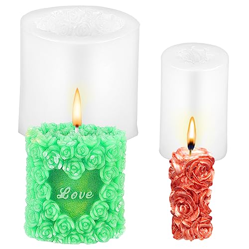OSALADI 2Stücke Rosenblumen Silikonformen für Kerzenherstellung Duftkerzen Gießformen Multifunktionale Seifenformen für DIY Handwerk und Aromatherapie von OSALADI