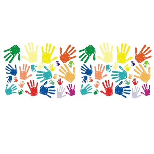 OSALADI 2st Fenster Klammern Handabdruck Akzente Bunte Wandtattoos Fensteraufkleber Dekoration Handabdruck Aufkleber Aufkleber Handabdrücke Wandtattoo Boden Lieferungen Kind von OSALADI