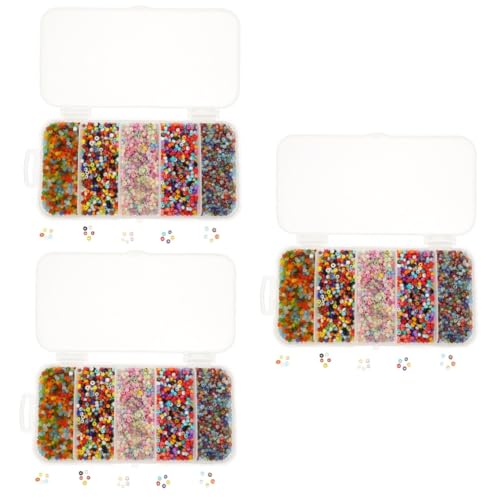 OSALADI 3 Boxen Glasperlen für Diy Schmuck Bunte Glasperlen im Fächer Boxset für Armbänder und Kreative Bastelprojekte Hochwertige Glatte Perlen für Einfaches Auffädeln und Individuellen von OSALADI