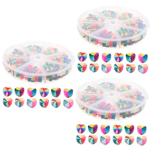 OSALADI 3 Boxen Regenbogen Liebesperlen Spacer Schmuck Herz Groß Für Schlüssel Schnell Diy-perlen Abstandsperlen Zum Basteln Polymer-ton von OSALADI