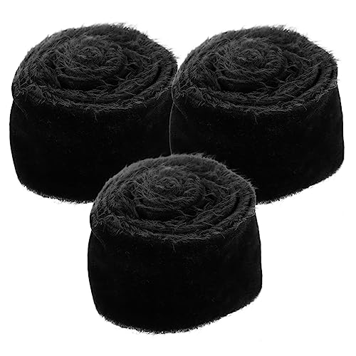 OSALADI 3 Rollen Handgerissenes Samt Fransenband Schwarzes Geschenkband für Brautsträuße Diy Dekoration Robuste Geschenkverpackung Vielseitig Einsetzbar für Hochzeit und Valentinstag OSALADI 3 Rollen Handgerissenes Samt Fransenband Schwarzes Geschenkband für Brautsträuße Diy Dekoration Robuste Geschenkverpackung Vielseitig Einsetzbar für Hochzeit und Valentinstag von OSALADI