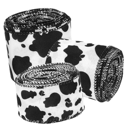 OSALADI 3 Rollen Kuhmuster Dekoband mit Drahtkante Polyester Geschenkband Breit Vielseitiges Bastel Geschenkverpackungsband für Kreative DIY dekorationen OSALADI 3 Rollen Kuhmuster Dekoband mit Drahtkante Polyester Geschenkband Breit Vielseitiges Bastel Geschenkverpackungsband für Kreative DIY dekorationen von OSALADI