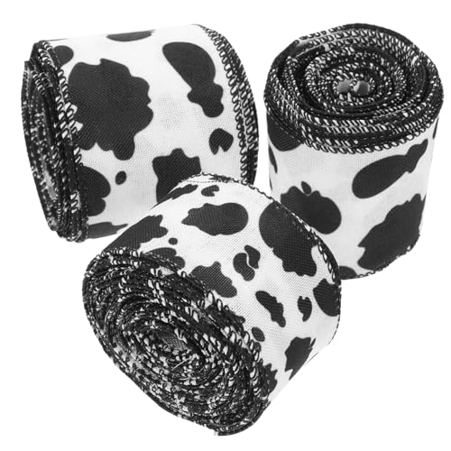OSALADI 3 Rollen Kuhmuster Geschenkband aus Polyester mit Drahtkante Lang Breit Strapazierfähiges Bastelband für DIY Dekorationen und Verpackungen OSALADI 3 Rollen Kuhmuster Geschenkband aus Polyester mit Drahtkante Lang Breit Strapazierfähiges Bastelband für DIY Dekorationen und Verpackungen von OSALADI