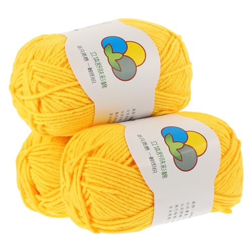 OSALADI 3 Rollen Pack Baumwollgarn zum Häkeln und Stricken Weiches Hautfreundliches Garn Pastellgelb Vielseitig Einsetzbar für Schals Mützen und DIY Handarbeiten von OSALADI