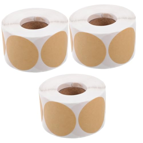 OSALADI 3 Rollen Runde Selbstklebende Kraftpapier Etiketten Leere Aufkleber für Gläser und Sortierung Langlebig und Leicht Abziehbar OSALADI 3 Rollen Runde Selbstklebende Kraftpapier Etiketten Leere Aufkleber für Gläser und Sortierung Langlebig und Leicht Abziehbar von OSALADI