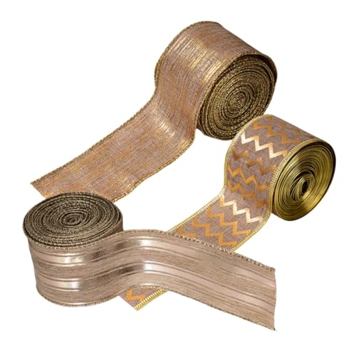 OSALADI 3 Rollen Rustic Burlap Weihnachtsband mit Drahtkante Leinenband für DIY Bastelarbeiten Formstabil und Farbbeständig für Kränze Schleifen Geschenkverpackungen und Weihnachtsbaumdeko von OSALADI