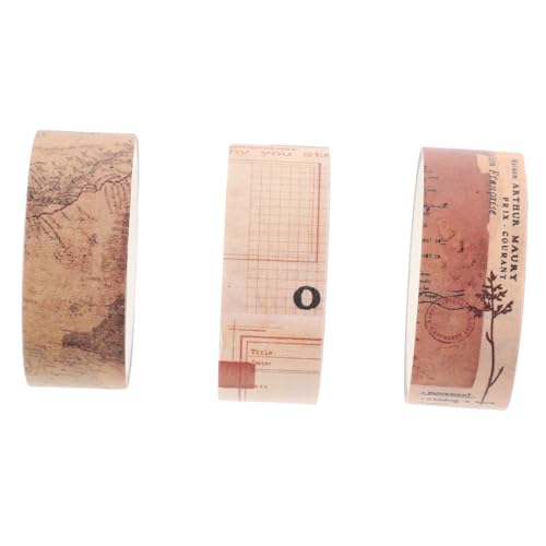 OSALADI 3 Rollen Vintage Washi Tape Dekorative Klebebänder für Scrapbooking Journaling und Diy Projekte Einfach zu Verwenden Abreißbar für Handbücher und Alben von OSALADI
