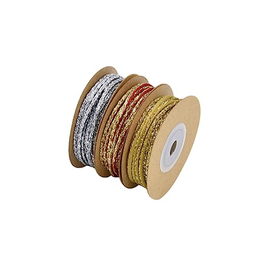 OSALADI 3 Rollen Weihnachtsband Kontrastfarben Verpackungsband aus Polyester für Geschenkverpackung DIY Weihnachtsdeko Schleifenband Festliche Verpackungsschleifen von OSALADI