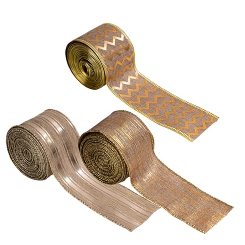 OSALADI 3 Rollen Weihnachtsband Weihnachtsband Geschenkband Für Die Weihnachtsfeier Rustikale Weihnachts Geschenkbänder Ripsband Für Schleifen Mit Drahtkante von OSALADI