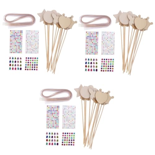 OSALADI 3 Sätze Diy Holzzauberstäbe Unfertige Feenstäbe zum Basteln mit Aufklebern und Bändern für Kindergeburtstage Dress Up Partys und Kreative Spiele von OSALADI