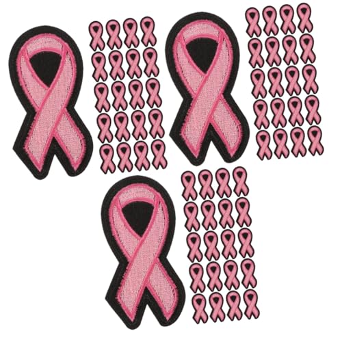 OSALADI 3 Sätze Gestickte Aufnäher Krebsband Brustkrebs-bewusstseinszauber Brustbewusstseinsapplikationen Brustband-patches Weiß Schwarzes Band Rosa Polyester 40 Stück * 3 von OSALADI