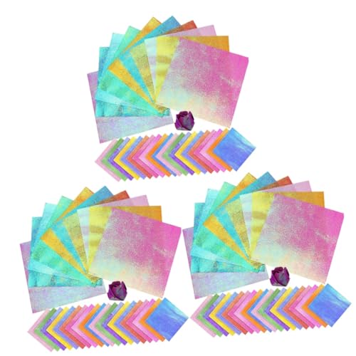 OSALADI 3 Sätze Glänzendes Origami Faltpapier Diy Bastelpapier Für Doppelseitiges Schillerndes Papier Für Origami Scrapbooking Und Dekoration 150 Stück * 3 von OSALADI