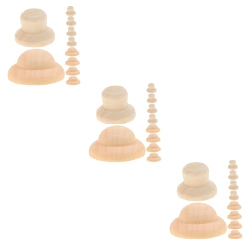 OSALADI 3 Sätze Graffiti-peg-puppenhut Miniatur-puppenhüte Puppenhüte Für Handwerk Unbemalte Peg-puppenmütze Peg Dolls Unvollendete Mütze Hut Für Peg-puppen Holz Beige 40 Stück * 3 von OSALADI