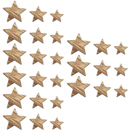 OSALADI 3 Sätze Holzsterne Bastelsets Holz Diy Deko Patches Für Kreative Projekte Natürliche Holzscheiben Für Hochzeits Und Weihnachtsdekorationen 200 Stücke * 3 von OSALADI