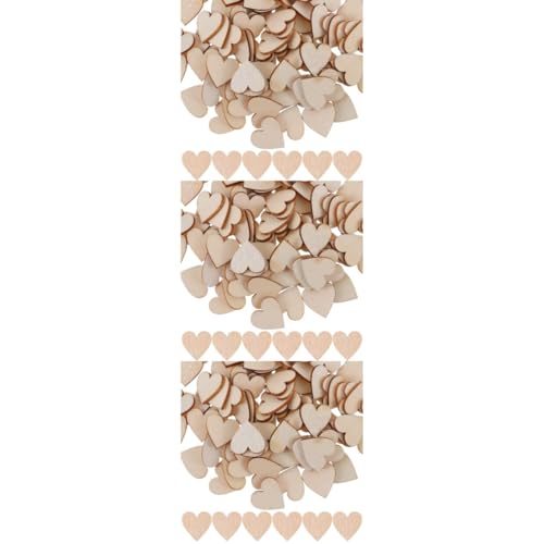 OSALADI 3 Sätze Liebe Hackschnitzel Valentinsdekoration Holzherzen Diy Holzdekoration Geformt Schüttgut Herzaufkleber Herzanhänger Selber Machen Holzanhänger in Herzform 300 Stück * 3 von OSALADI
