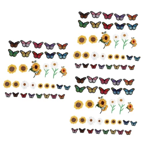 OSALADI 3 Sätze Stickerei Blumen Applikationen Aufbügelbare Patches Für Kleidung Einzigartige Schmetterlings Und Sonnenblumenmuster Zum Dekorieren Und Reparieren 33 Stück * 3 von OSALADI