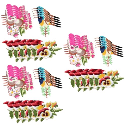 OSALADI 3 Sätze Teiliges Vogel Förmige Aufnäher Zum Aufbügeln Stickereipatches Für Kleidung Diy Dekoration Und Reparatur Von Löchern Für Taschen Hüte Und Socken 15 Stücke * 3 von OSALADI
