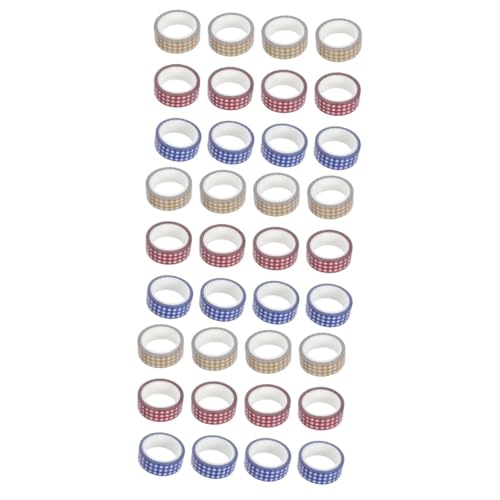 OSALADI 3 Sätze Vintage Diy Klebeband Retro Washi Tape Mit Gitterdesign Für Scrapbooking Tagebuch Handarbeit Farbvariationen Rot Blau Gelb Für Kreative Projekte 12 Rollen * 3 von OSALADI