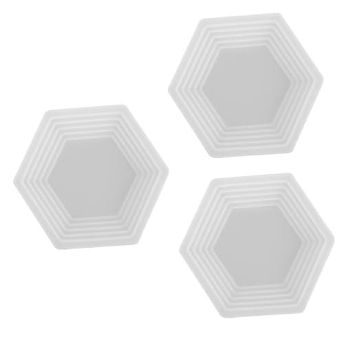 OSALADI 3 Stck. Sechs-Seiten-Stufenform Hexagon Schalenform Gießen Aufbewahrungsform Gießform für Ablageschalen Formschale aus Harz Untersetzer DIY Sechseck Kieselgel Weiß von OSALADI