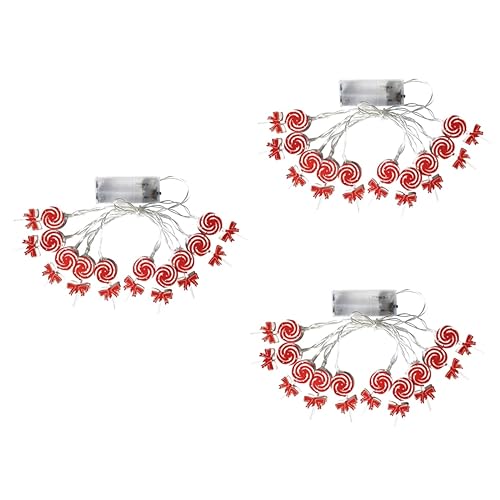OSALADI 3 Stück 10 10 Candy Lollipop Lichterkette Weihnachtsdekor Batteriebetriebene Süßigkeitenlichter Für Home Party Outdoor von OSALADI