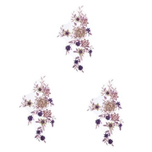 OSALADI 3 Stück Bügelembroidered Flower Patches Aufnäher für Kleidung Dekoration Jeans Taschen Diy Projekte Vielseitige und Kreative Applikationen Lila für Handarbeiten von OSALADI
